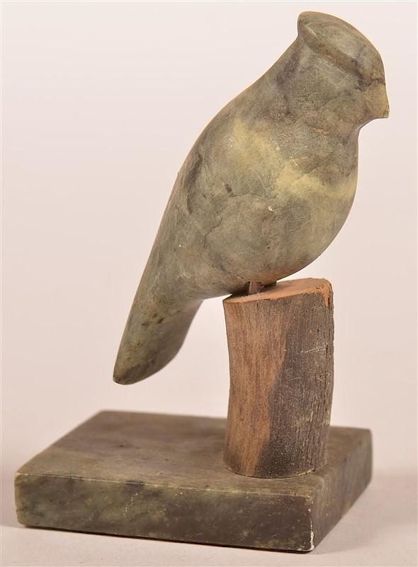 Appraisal: Eskimo Stone and Wood Carved Song Bird Eskimo Stone and