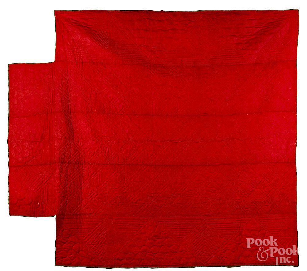 Appraisal: Red quilted bedspread Exclusive on Bidsquare Red quilted bedspread early