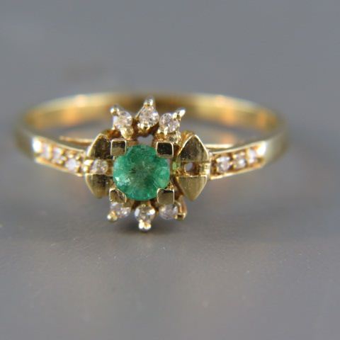 Appraisal: Emerald Diamond Ring oval carat gem surrounded by diamonds totaling