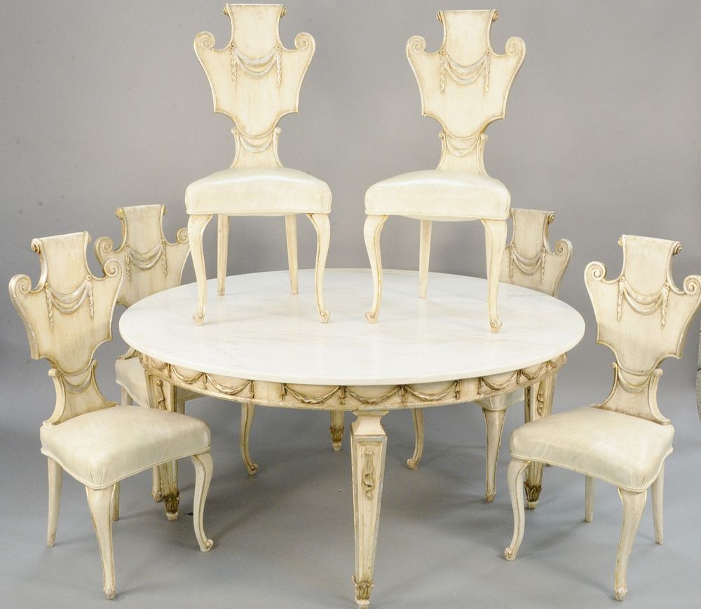 Appraisal: Seven piece lot to include Neoclassical style dining table with