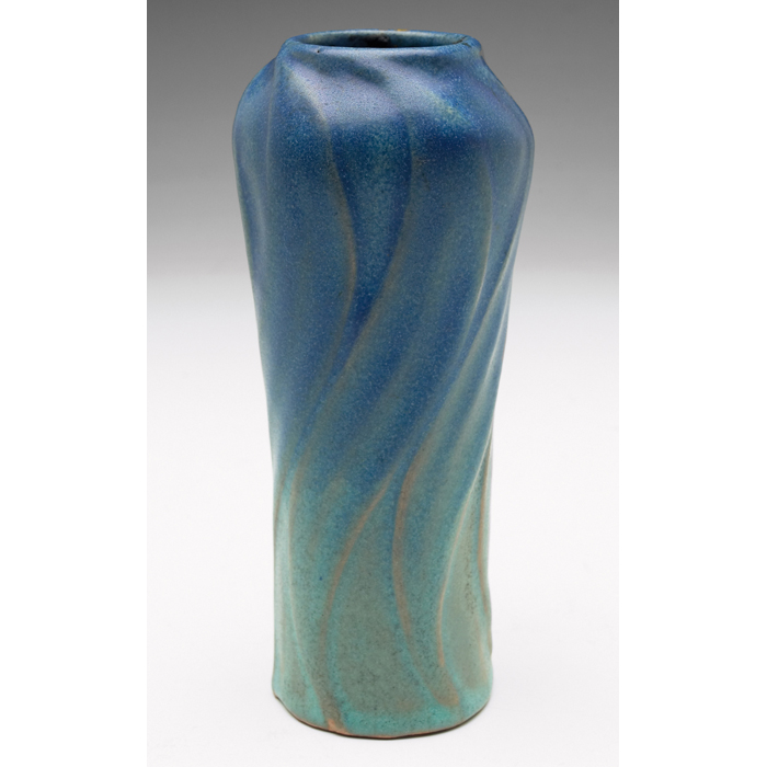 Appraisal: Van Briggle vase raised twisting leaf design under a blue