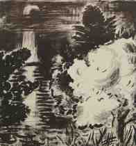 Appraisal: Karl Schrag American - Flowering Tree-Moonlight Lithograph on Somerset paper