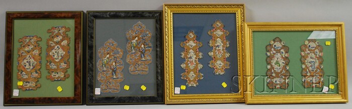 Appraisal: Four Pairs of Chinese Silk Embroidered Robe Patches in four