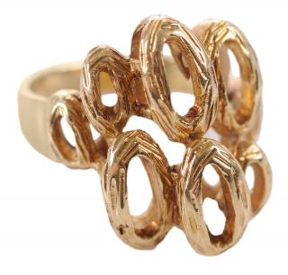 Appraisal: kt Yellow Gold Ring modernist style textured stamped Italy K