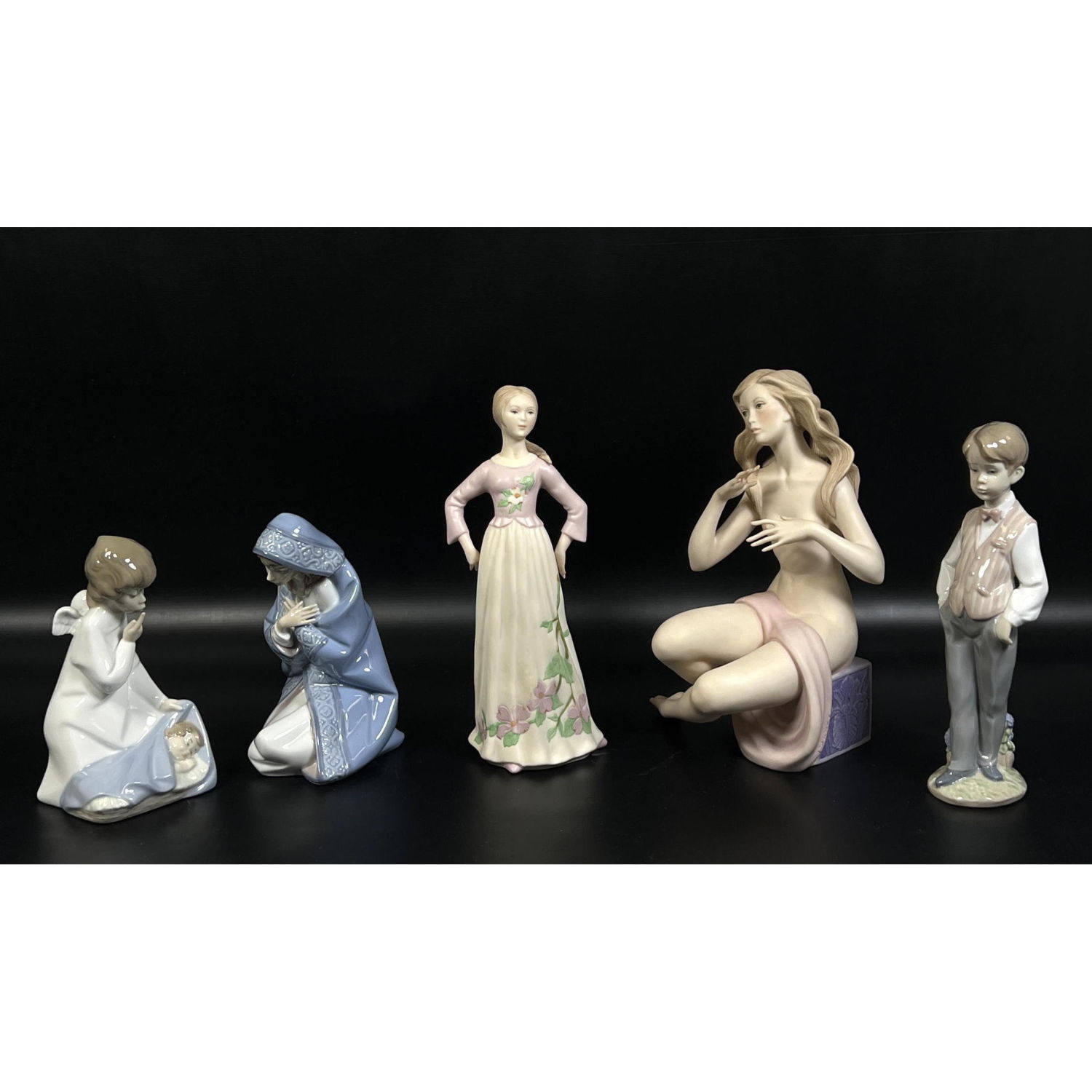 Appraisal: Collection LLADRO and GOEBEL Porcelain Figures Three Lladro Two GOEBEL