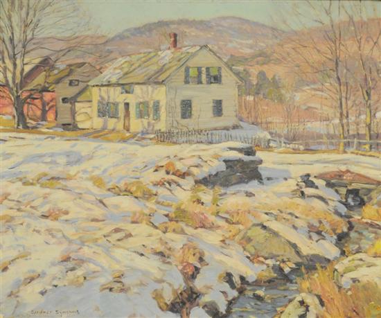 Appraisal: Gardner Symons - oil on canvas winter scene with brook