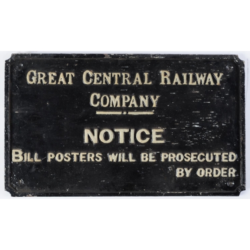 Appraisal: Railwayana Great Central Railway Co Notice - BILL POSTERS WILL