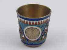 Appraisal: A Russian silver and cloisonne enamel vodka tot pre-revolution marks