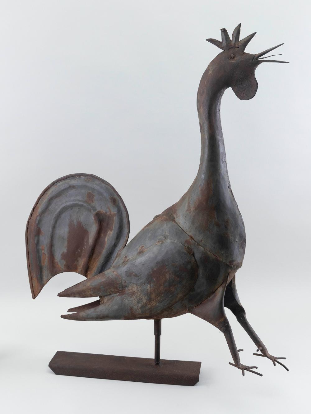 Appraisal: COPPER AND TIN ROOSTER WEATHER VANE TH CENTURY HEIGHT LENGTH