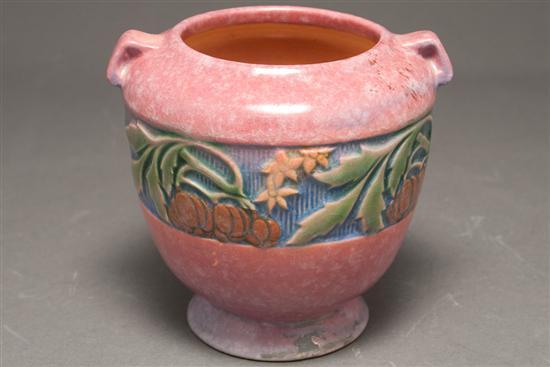 Appraisal: Roseville art pottery vase circa banded fruit and floral relief