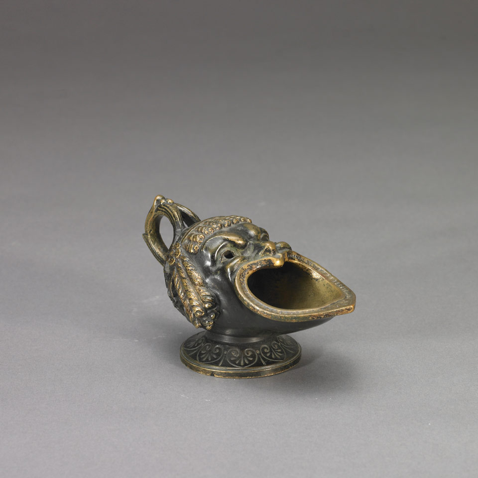 Appraisal: After the Ancient Small Grand Tour Bronze Oil Lamp Modelled