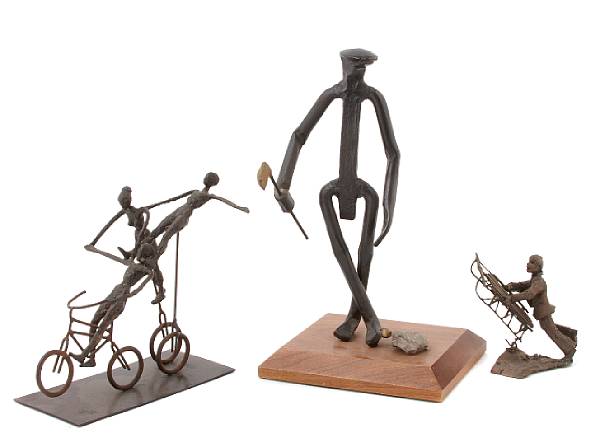 Appraisal: A group of fourteen contemporary patinated metal figural groups height