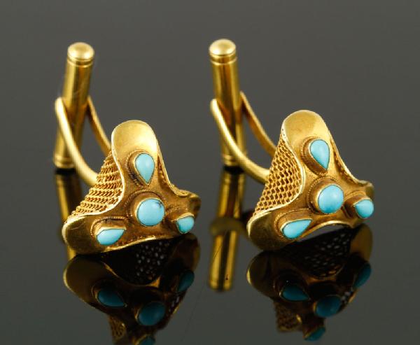 Appraisal: - Men's K Turquoise Cuff Links Men's K gold and