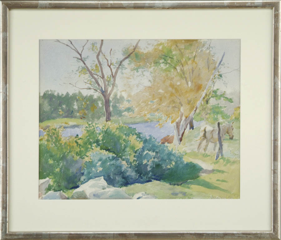 Appraisal: WILL ROWLAND DAVIS American - SUMMER LANDSCAPE WITH WHITE HORSE