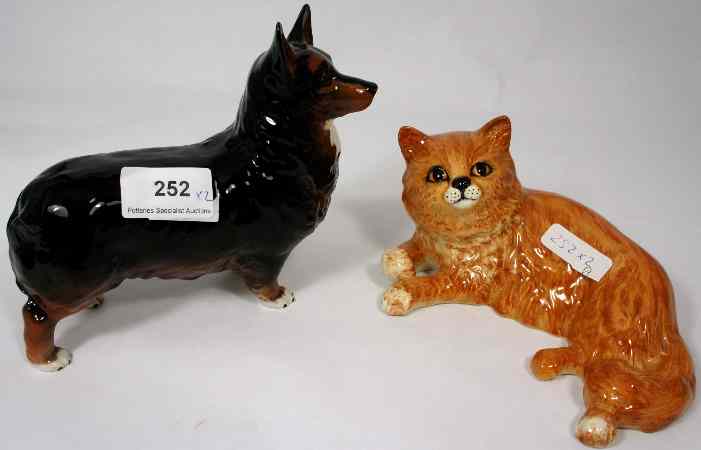 Appraisal: Beswick Model of a Welsh Corgi and Cat Ginger Stripe