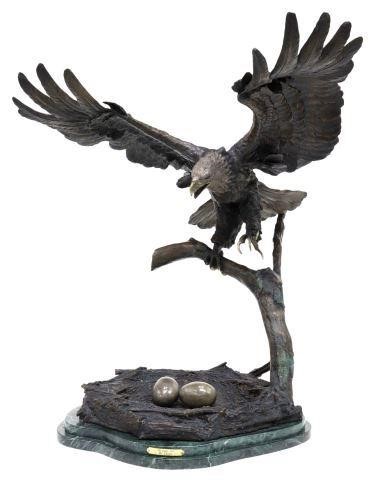 Appraisal: Patinated bronze sculpture The Eagle's Lair Ed Chope American th