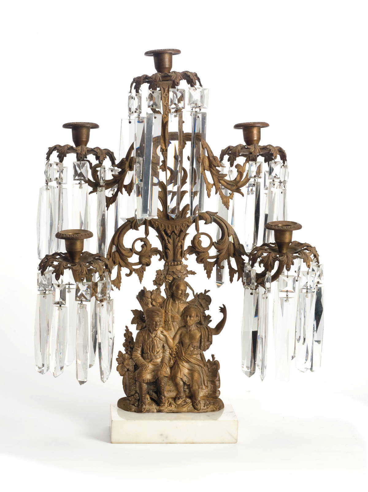 Appraisal: AMERICAN FIVE-LIGHT GILT-METAL GIRONDEL SIGNED CORNELIUS Together with another example