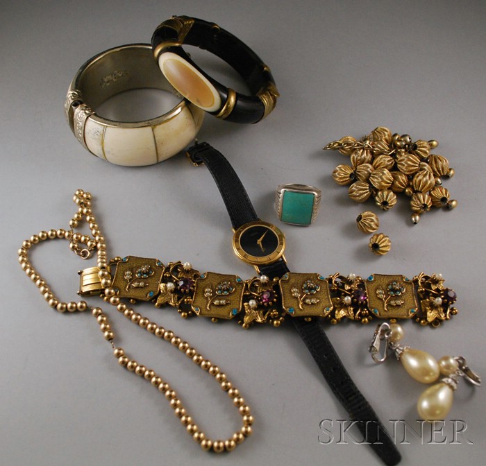 Appraisal: Small Group of Jewelry including two bangle bracelets a Gucci