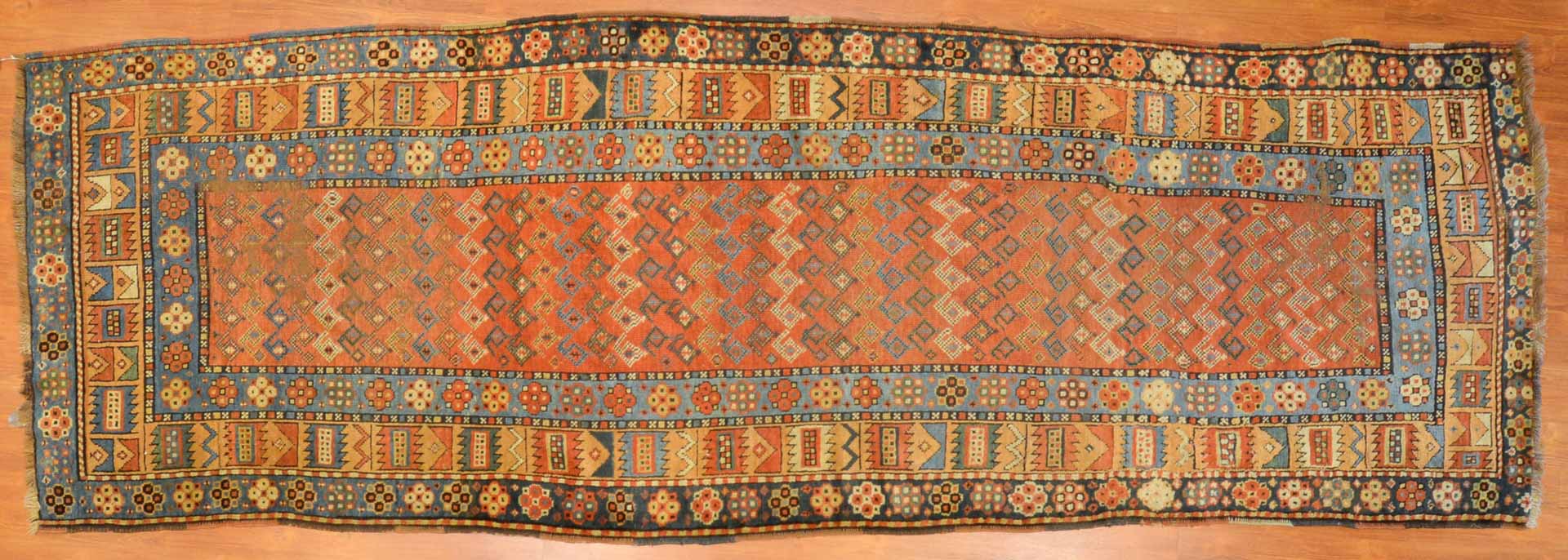 Appraisal: Antique Kazak runner approx x Caucasus circa Condition Worn and