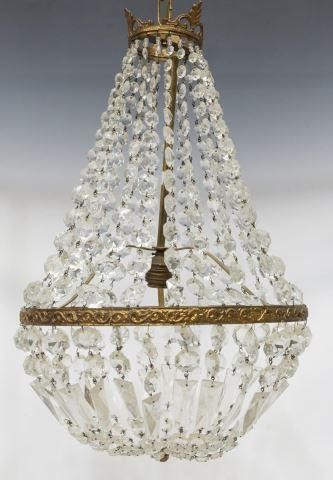 Appraisal: Empire style crystal and gilt metal sac a pearl chandelier