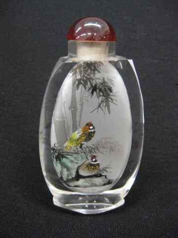 Appraisal: Chinese Snuff Bottle reverse painted sceneswith birds rock crystal -