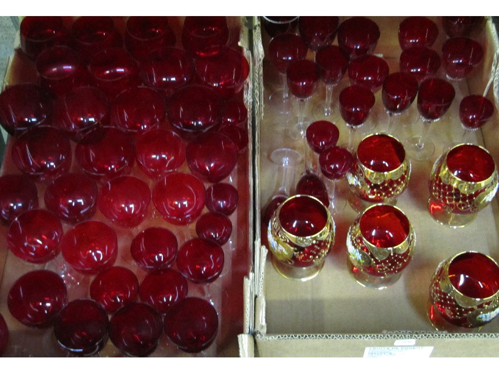 Appraisal: Two boxes of ruby drinking glasses