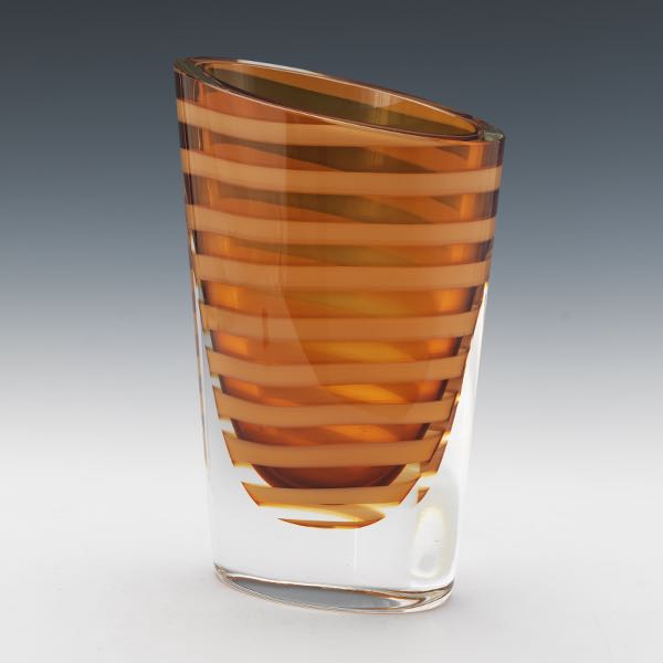 Appraisal: MURANO GLASS VASE x x Alternating opaque and clear orange