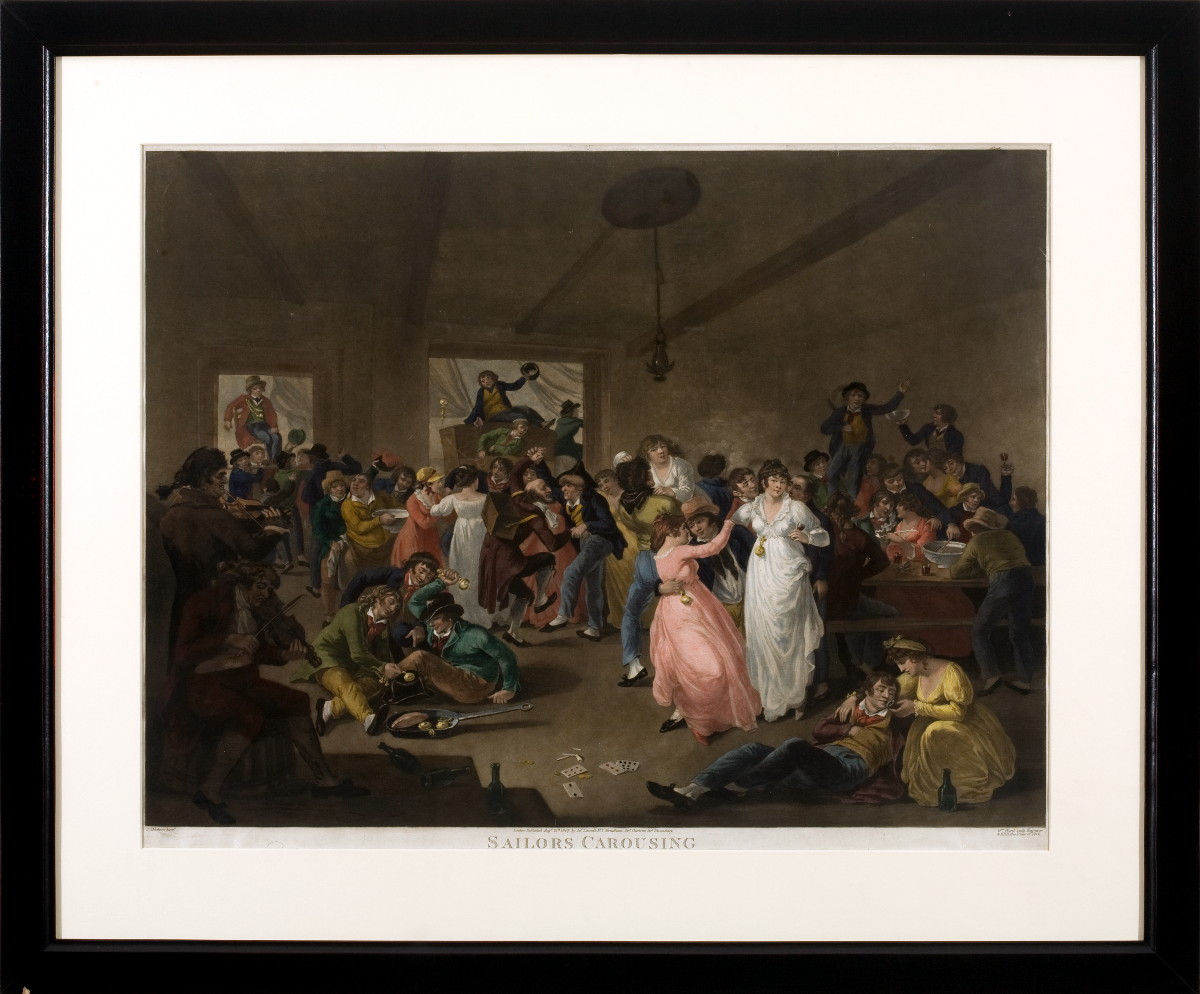 Appraisal: SAILORS CAROUSING Handcolored mezzotint by William Ward after J Ibbetson