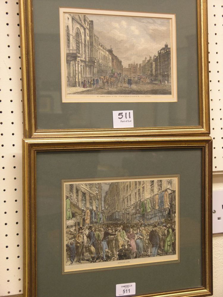 Appraisal: A pair of hand coloured engravings Petitcoat Lane and St