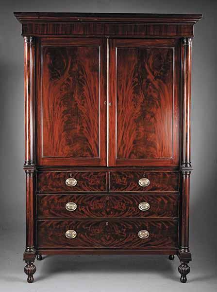 Appraisal: A William IV Mahogany Linen Press th c the rectangular