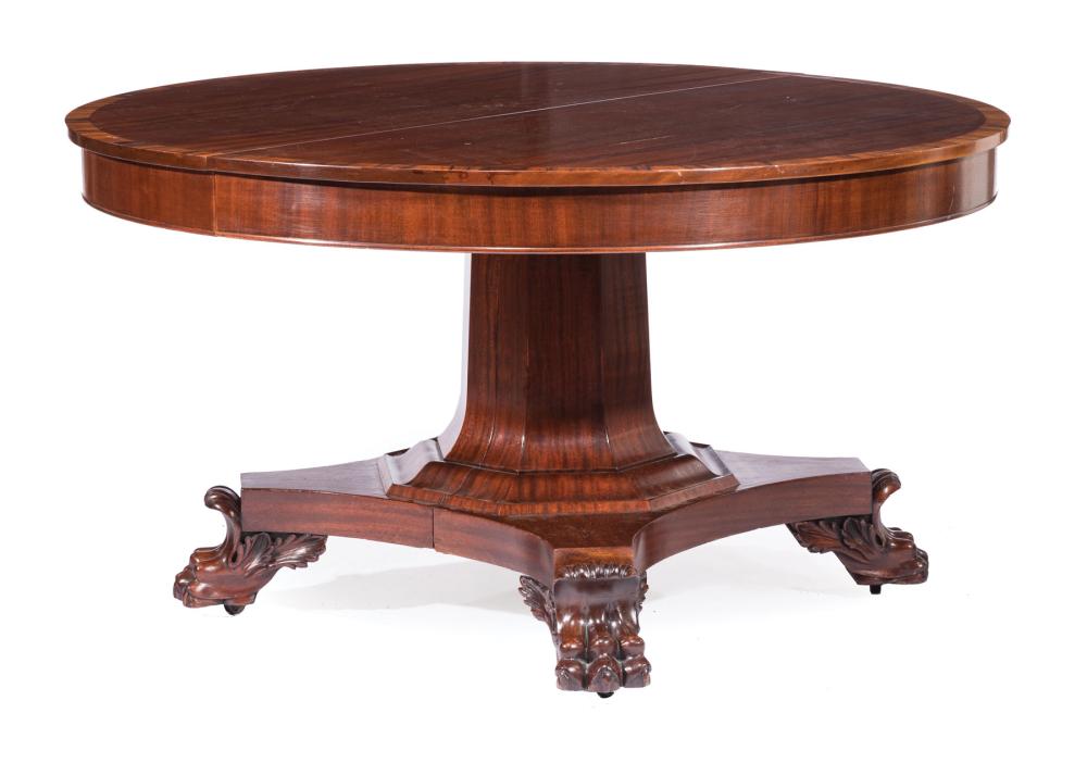 Appraisal: American Late Classical Inlaid Mahogany Extension Dining Table early-to-mid th