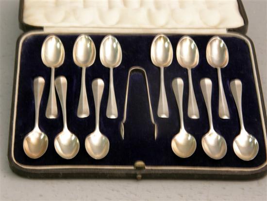 Appraisal: George V matched set of twelve silver teaspoons and sugar