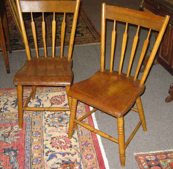 Appraisal: EIGHT AMERICAN ARROW BACK PINE SIDE CHAIRS Having flaring back