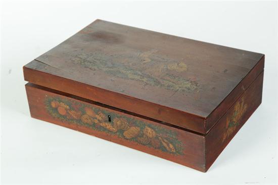 Appraisal: DECORATED BOX American or English th century mahogany Document or