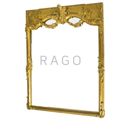 Appraisal: MONUMENTAL TRUMEAU MIRROR Carved gilded frame with shell and garland