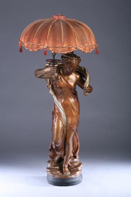 Appraisal: LARGE C HENNECKE CO GILT COMPOSITION FIGURAL FLOOR LAMP OF