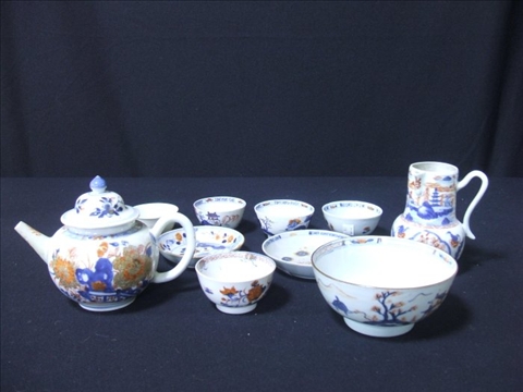 Appraisal: LOT OF CHINESE IMARI TEA WARES EXPORT PUNCH BOWLS Including