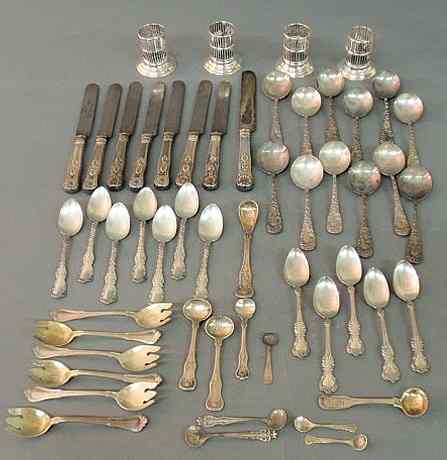 Appraisal: Misc grouping of mostly sterling silver spoons berry forks etc