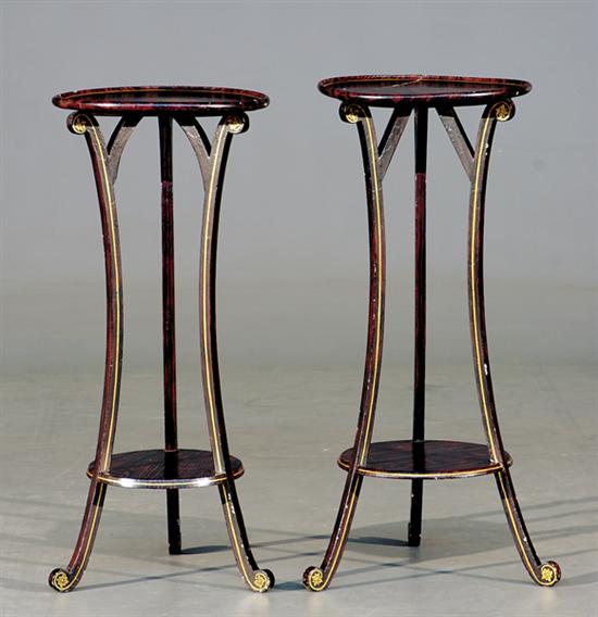 Appraisal: Pair Continental grain-painted plant stands circular dished top with three