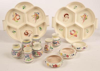 Appraisal: Poole Pottery two six-section hors d'oeuvres dishes seven small floral