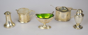 Appraisal: Two silver mustard pots two pepper pots and an oval