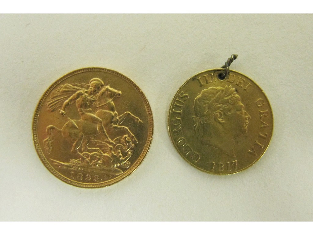 Appraisal: Lot comprising old Queen Victoria head sovereign dated and a