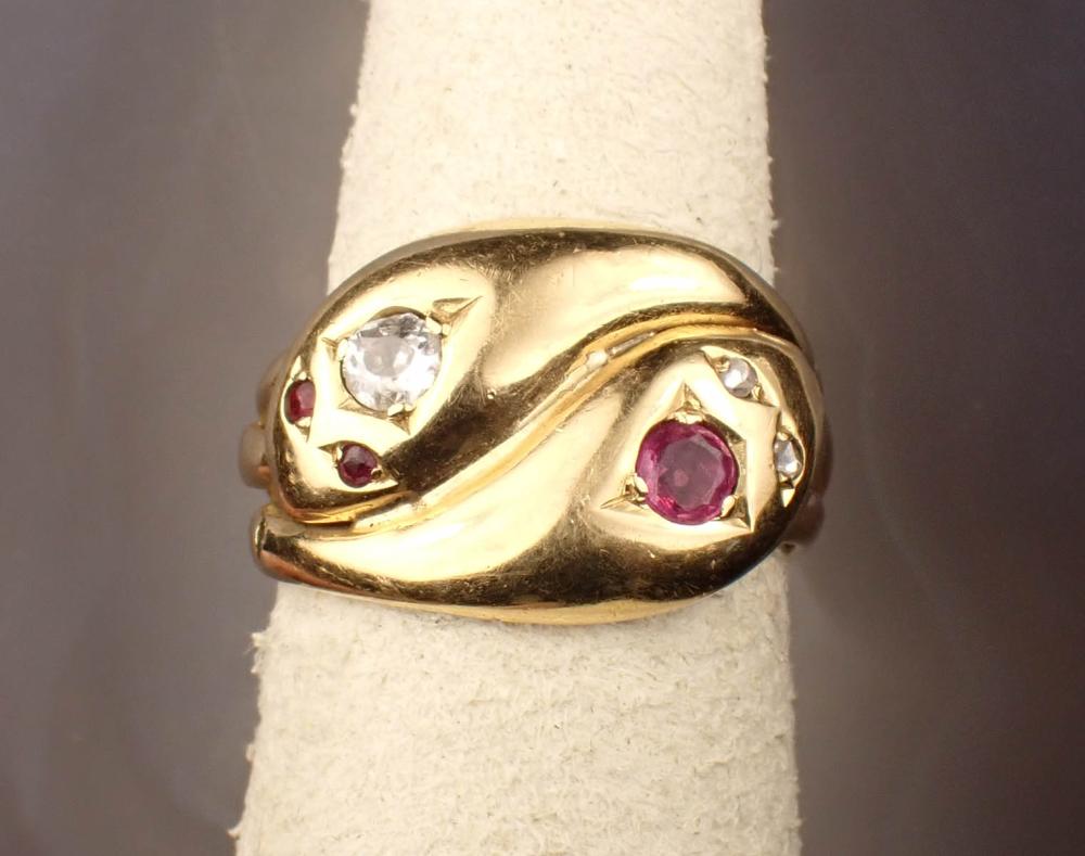 Appraisal: ANTIQUE DIAMOND RUBY AND EIGHTEEN KARAT GOLD RING The Chester