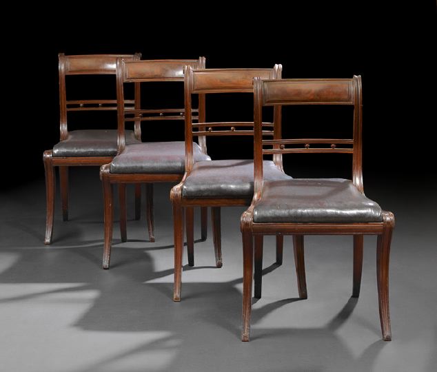 Appraisal: Suite of Four American Classical Mahogany Dining Chairs first quarter