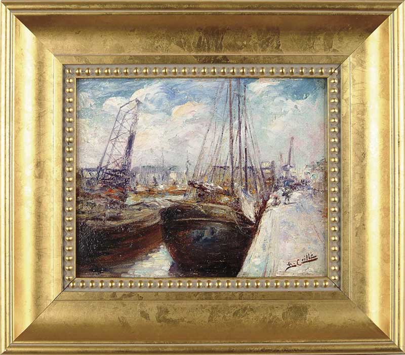 Appraisal: D C GRILLO th Century BUSY HARBOR Oil on board