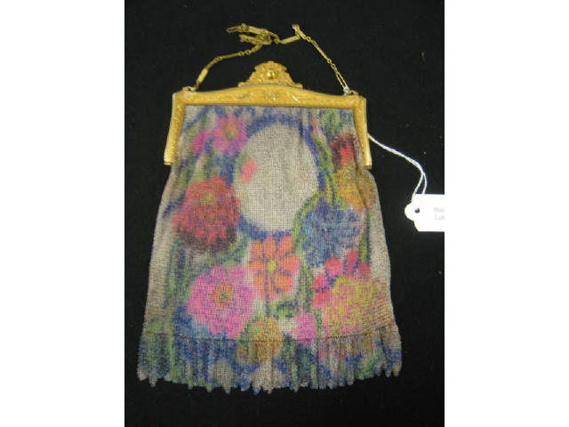 Appraisal: Whiting Davis Mesh Evening Bag rich stylized floral large size