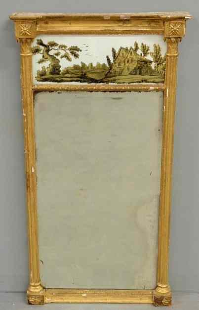 Appraisal: Classical gilt decorated mirror c with a reverse glomis panel