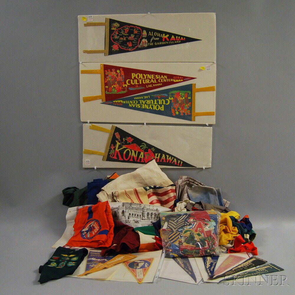 Appraisal: Group of Assorted Flags Pennants and Fabric Ephemera including Americana