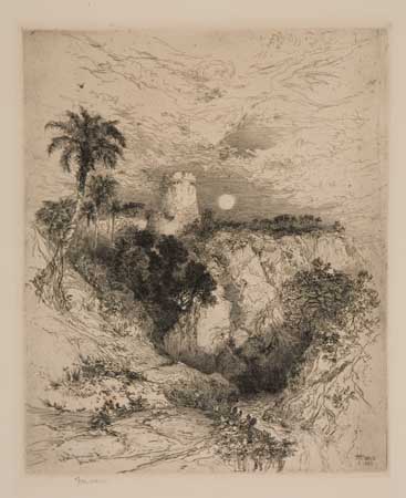 Appraisal: AMERICAN PRINTMAKERS Group of prints THOMAS MORAN Tower of Cortes