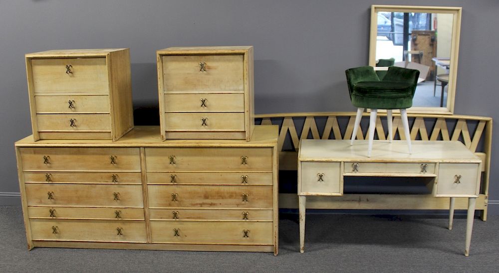 Appraisal: MIDCENTURY Paul Frankl For Johnson Furniture Bedroom Set To Include